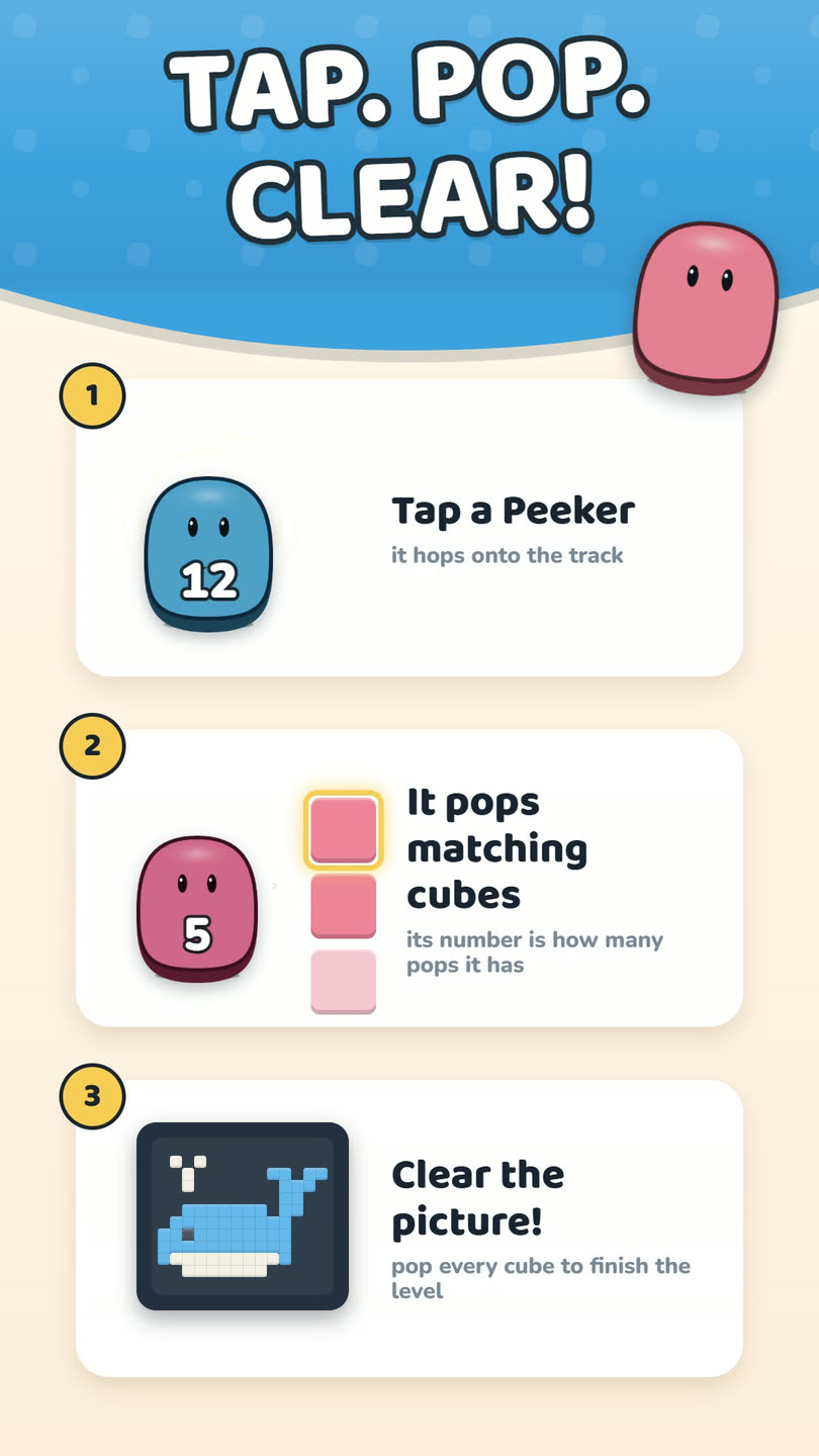Peek-a-Pop screenshot — Tap. Pop. Clear!