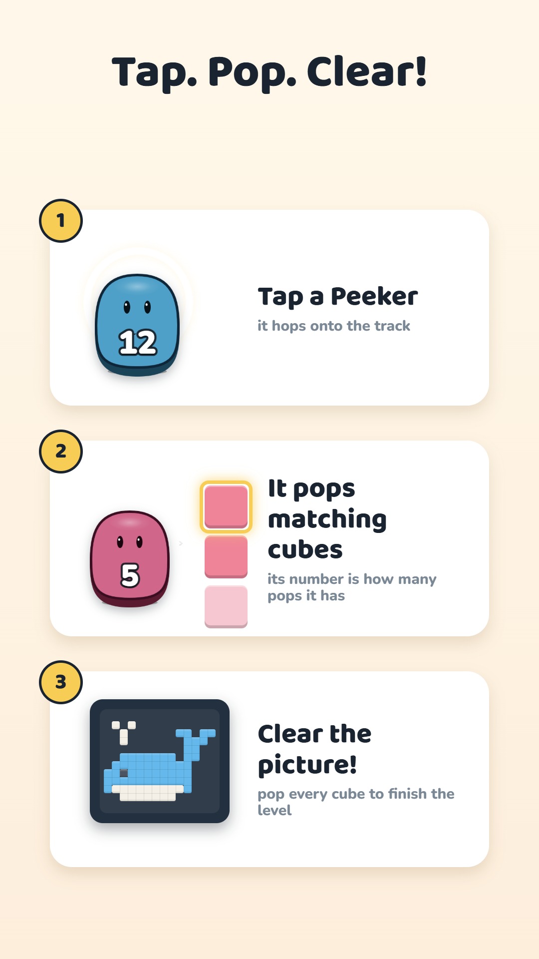 How Peek-a-Pop plays — match the ceramic creatures to the tiles